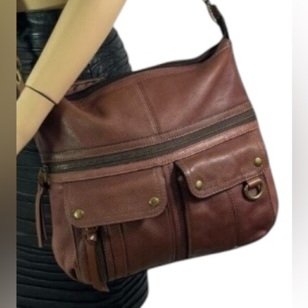 FOSSIL Vintage Brown Leather Morgan Crossbody Messenger Bag